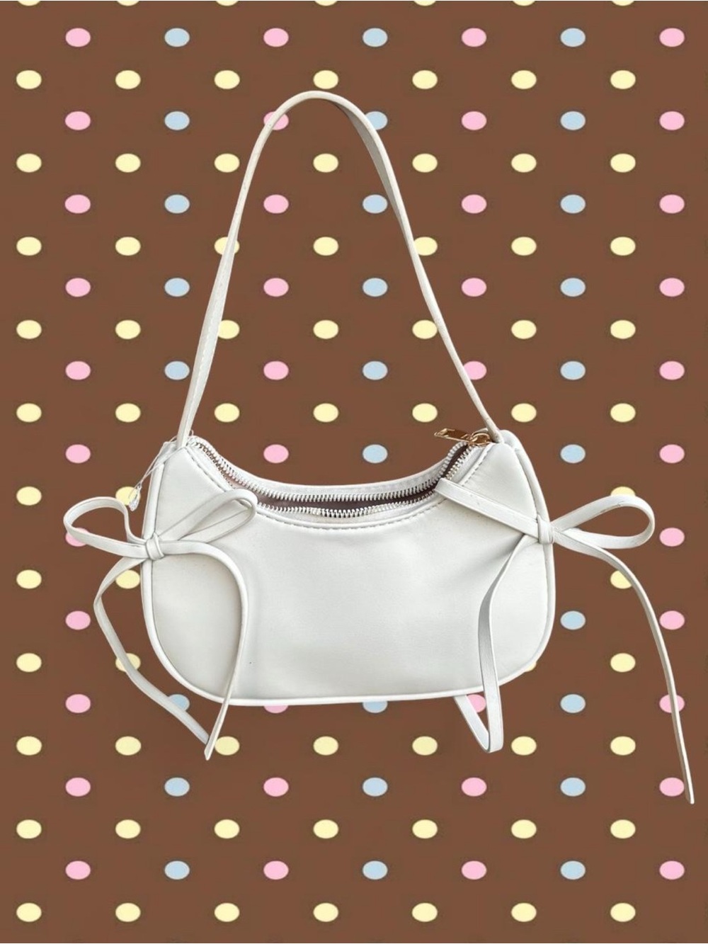 White Bow-Accent Shoulder Bag - Women's Fashion Purse